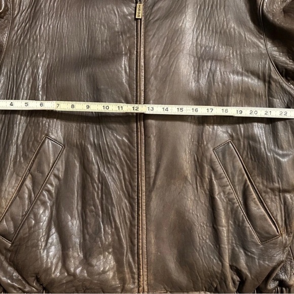 Vintage 90’s IZOD Brown Chocolate 100% Leather Bomber Jacket Overcoat Size XL - Picture 15 of 15